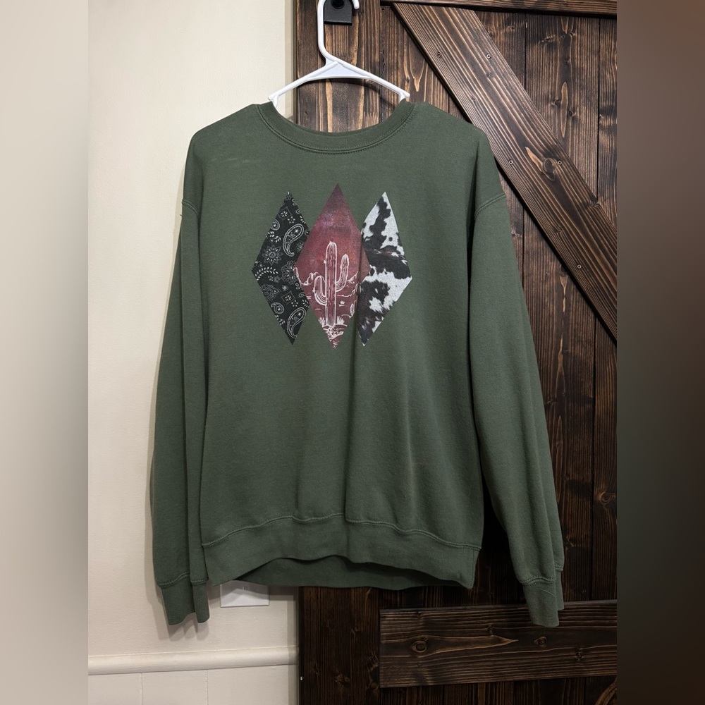 women’s western Green Graphic Sweater